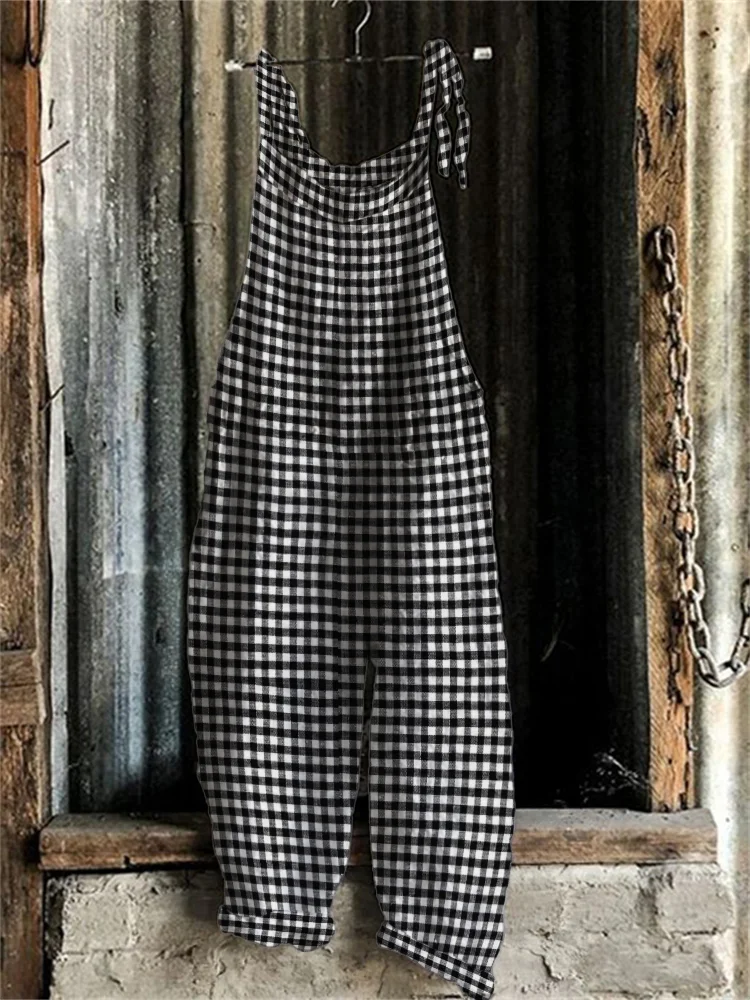 Check Loose Fit Woven Jumpsuit