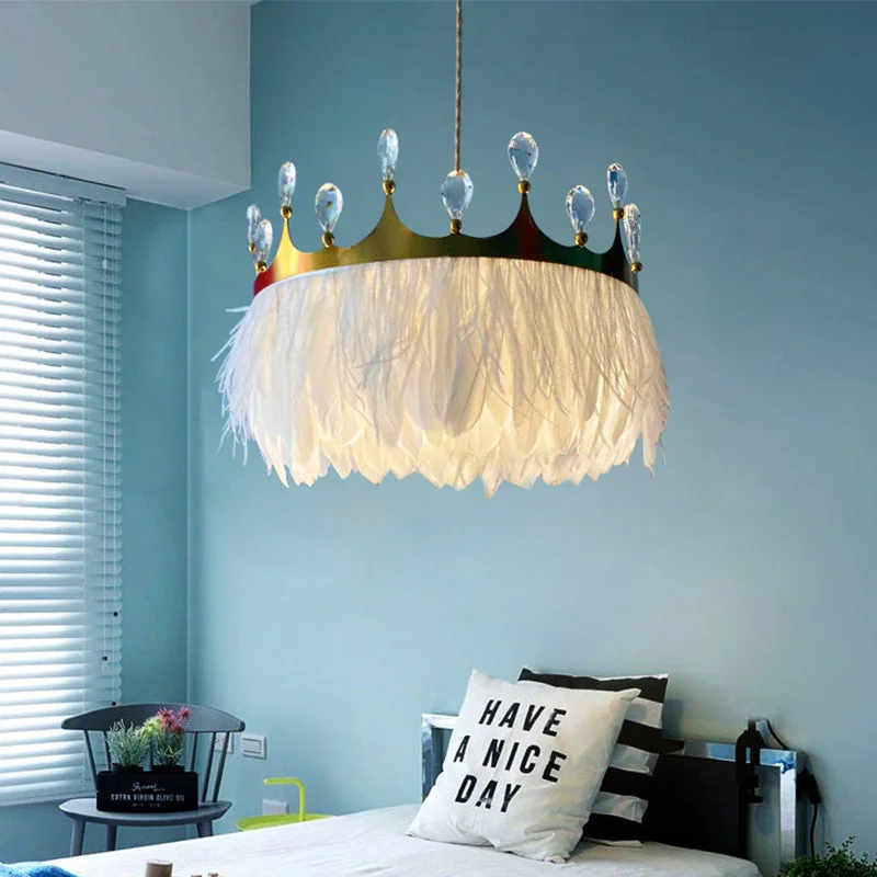 Modern Feather Pendant Lighting Nordic Chandelier For Bedroom