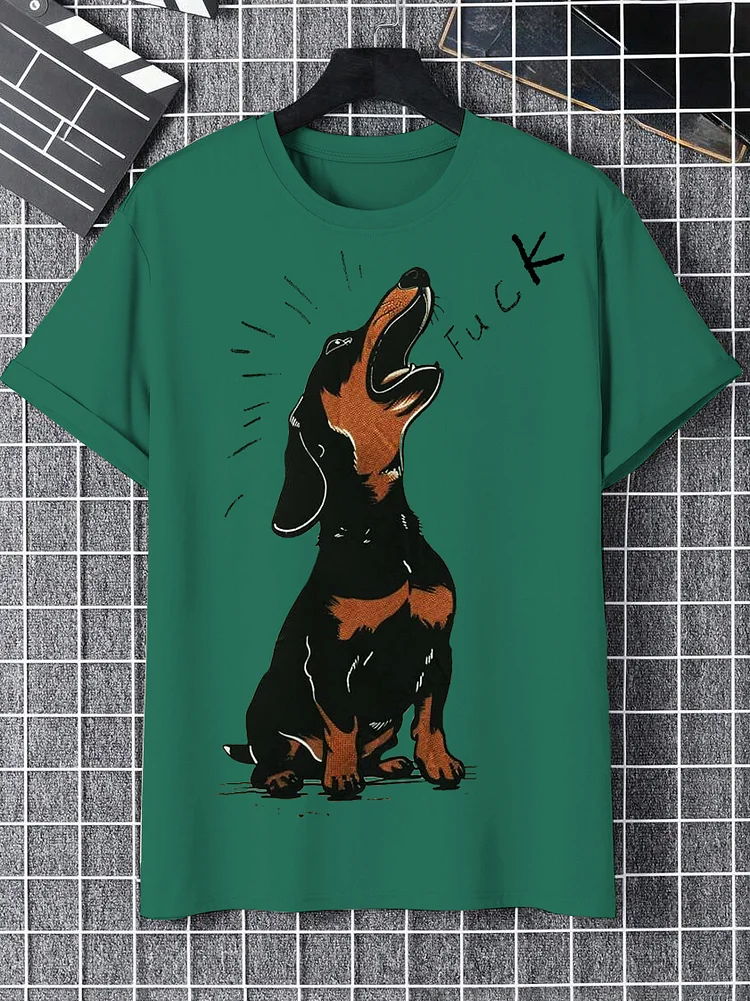 Men's Dachshund Dog Bark Art Print Cotton Casual T-Shirt