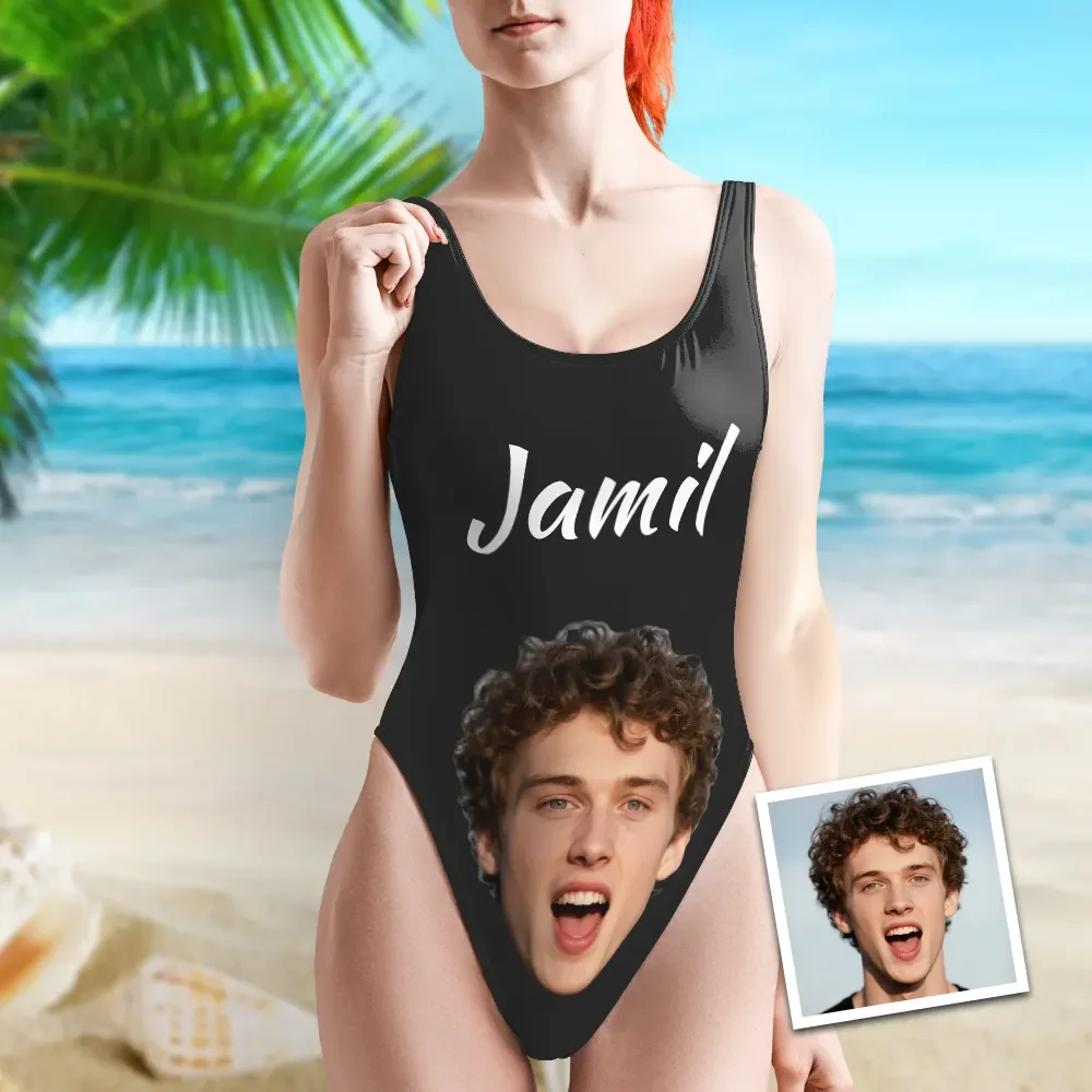 Custom Beach One-Piece Bathing Swimsuit Personalised Custom Face And Name Photo Swimsuit for Women,Gift For Wife