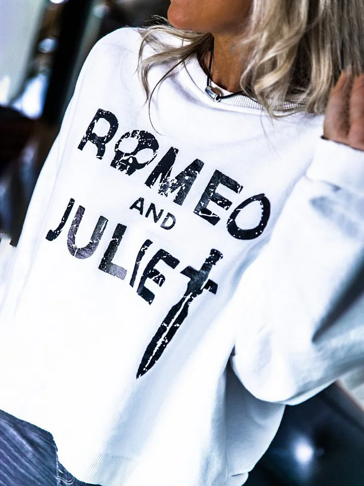 Bestdealfriday Romeo And Juliet Punk Skeleton Graphic Sweatshirt