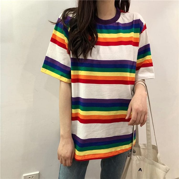 Kawaii Rainbow Short Sleeve Shirt SP1812640
