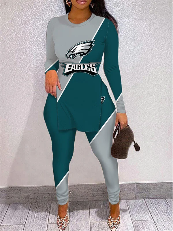 Philadelphia EaglesLimited Edition High Slit Shirts And Leggings Two-Piece Suits
