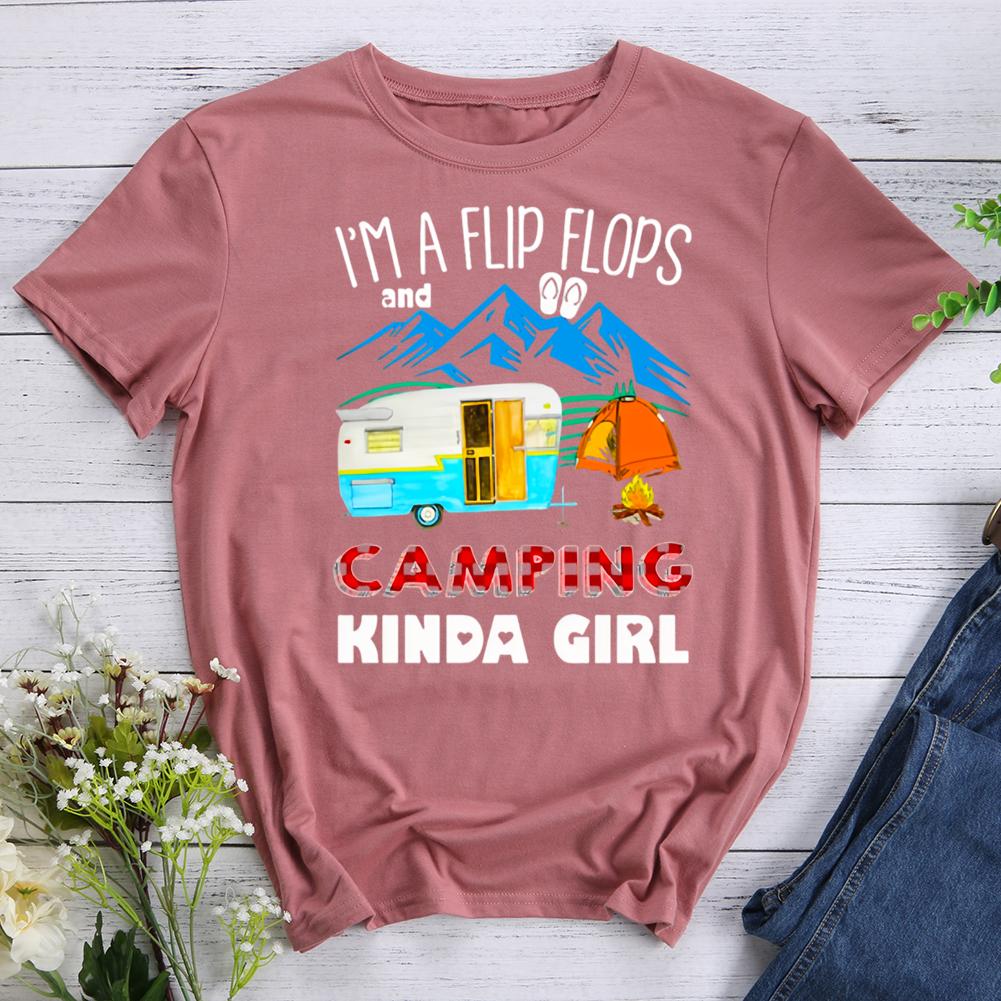 camping kinda girl Round Neck T-shirt-0022523-Guru-buzz