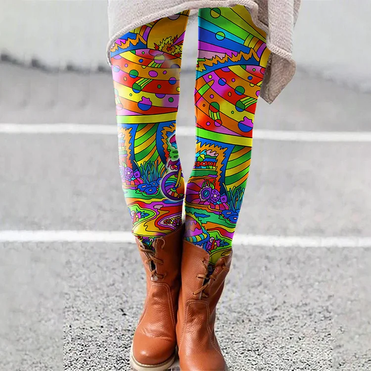 Hippie Art Casual Personality Leggings