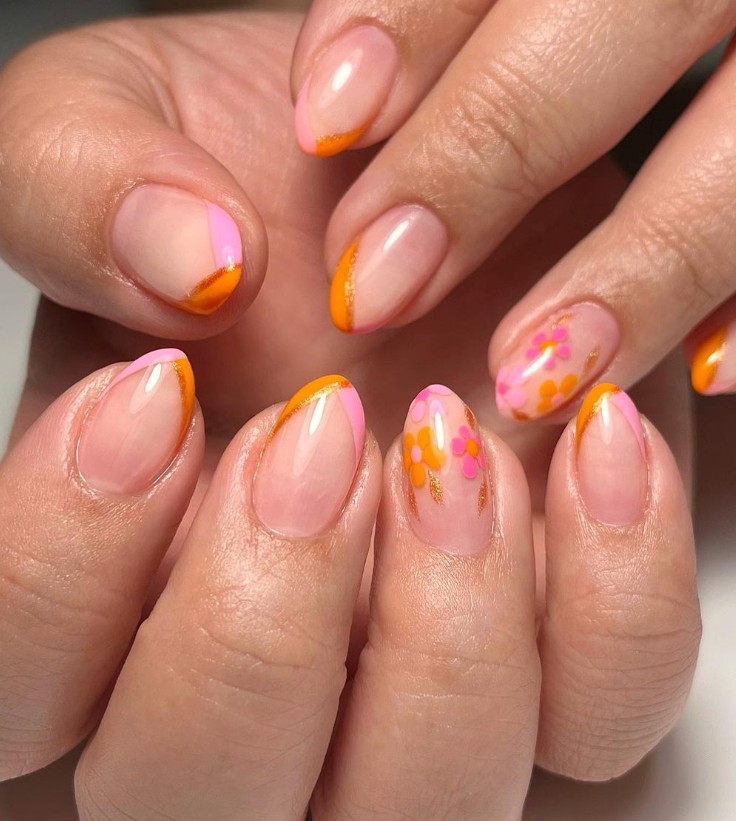 Elevated Pink and Orange Nail Designs You'll Want to Show Off