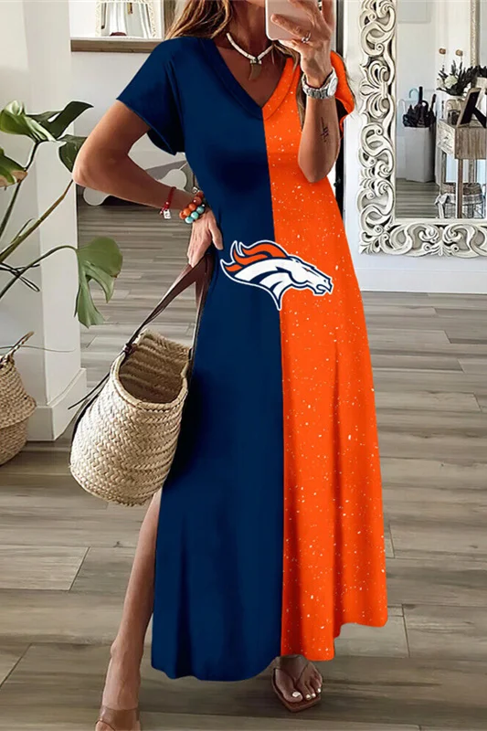 Denver Broncos
V-Neck Sexy Side Slit Long Dress