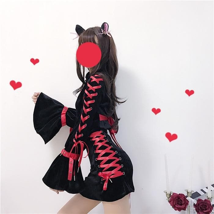 Chinese Qipao Black Velvet Cheongsam 2 Pieces Set SP15374