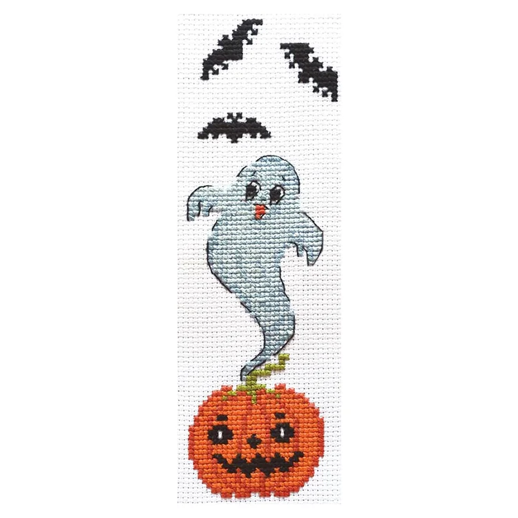 11CT Stamped Double-Sided Ghost Pumpkin Embroidery Bookmarks 18x6cm for Beginner gbfke