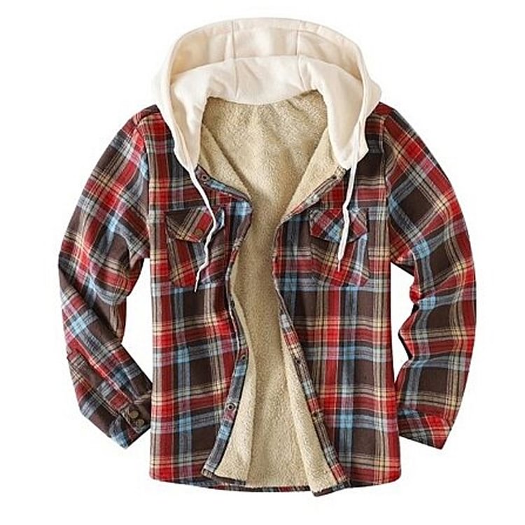 Men's Lined Hooded Flannel Jacket