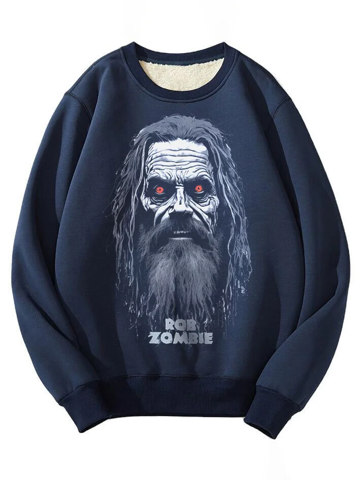 Men's Casual Rob Zombie Graphic Print Crew Neck Sweatshirt