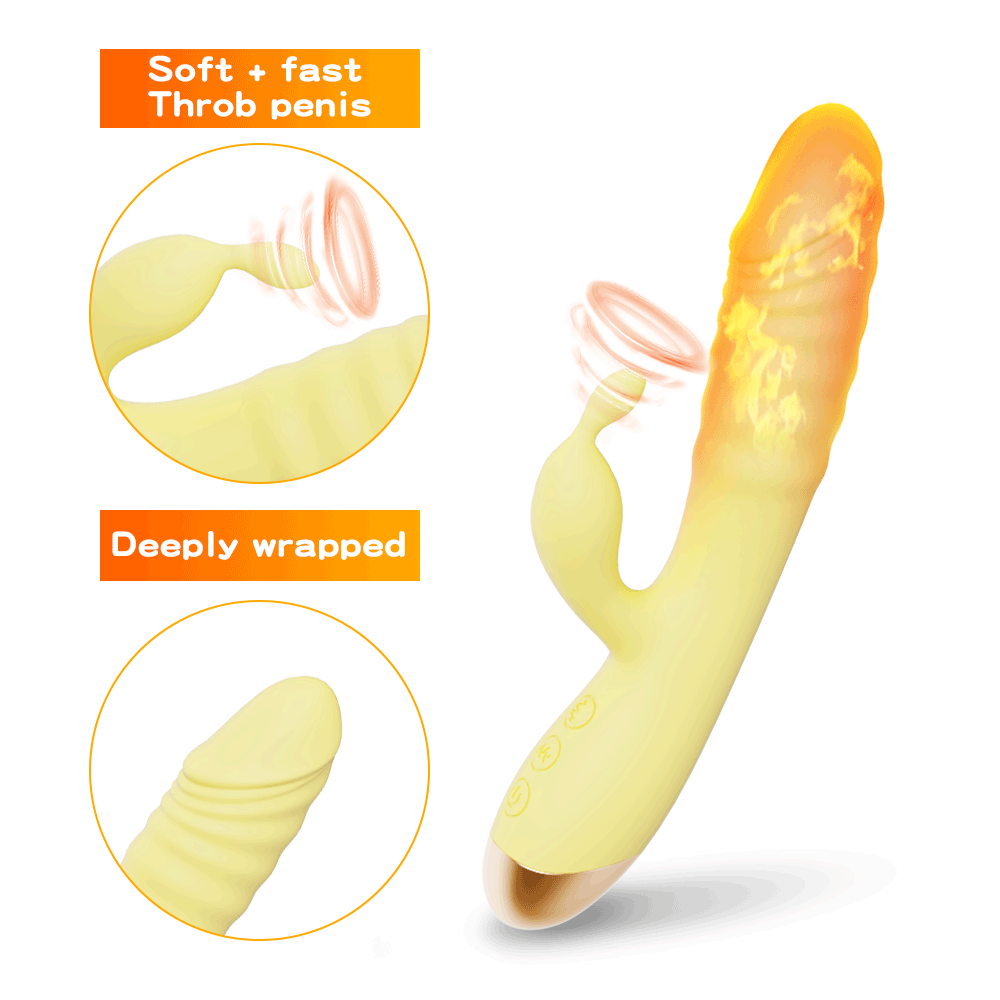 Silicone Warming Rabbit Vibrating Massage Stick G-spot Double Shock Vibrator Rosetoy Official