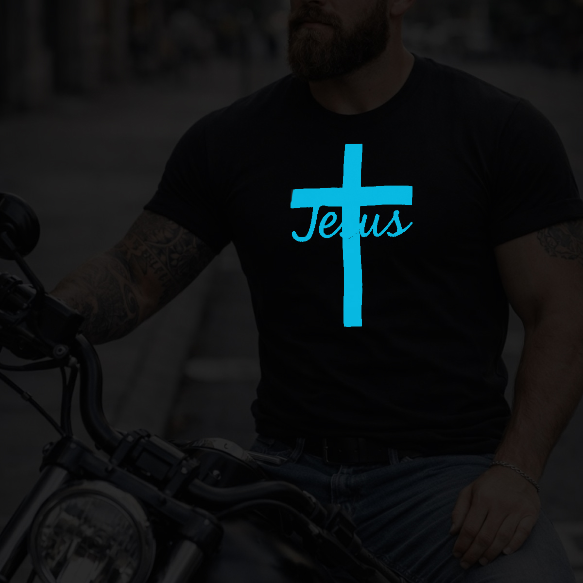 Luminous Jesus Cross Graphic Cotton T-Shirt