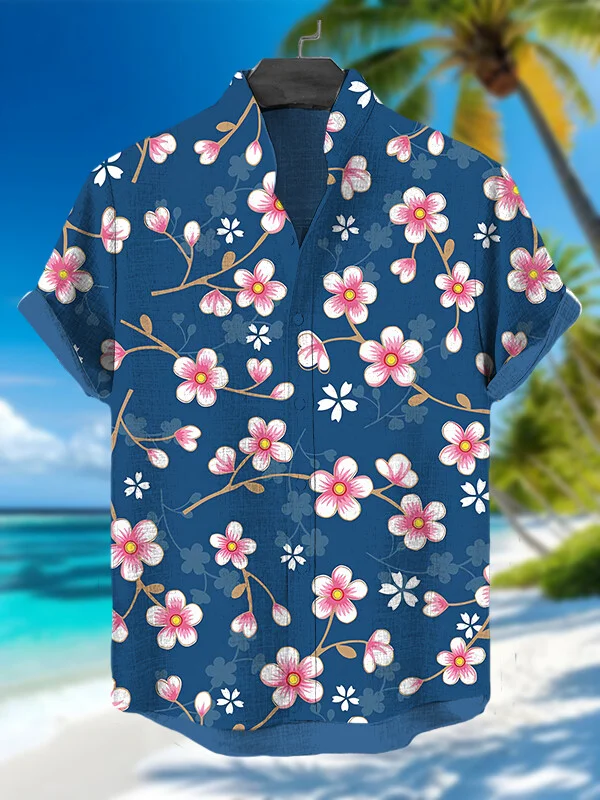 Men's Blooming Flowers Art Print Casual Shirt
