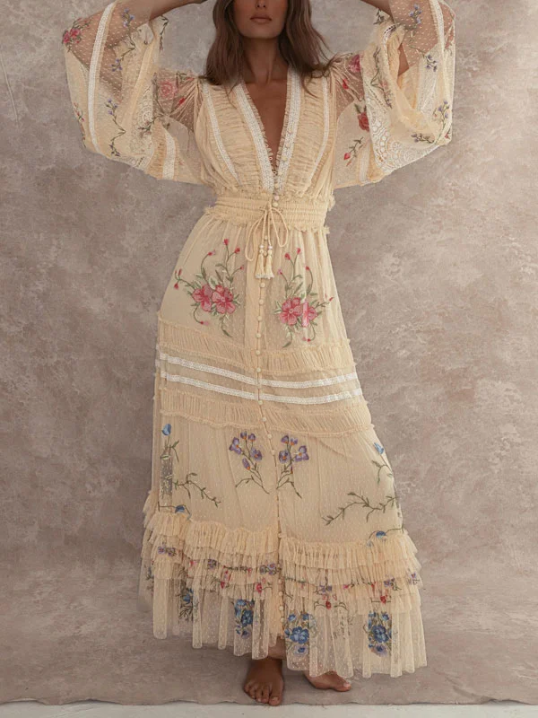 Lace Light Hand Embroidered Women's Dress