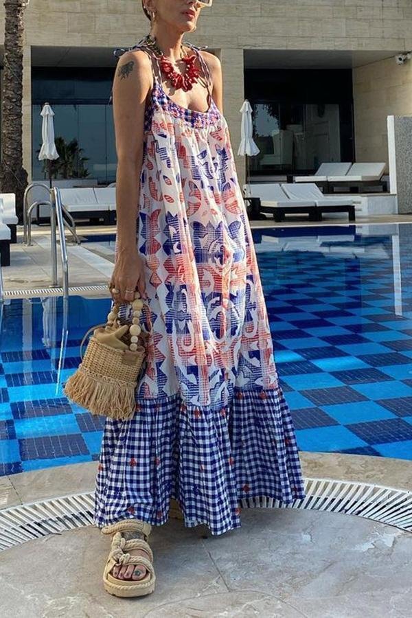 Fashion Sling Printed Beach Dress P11700