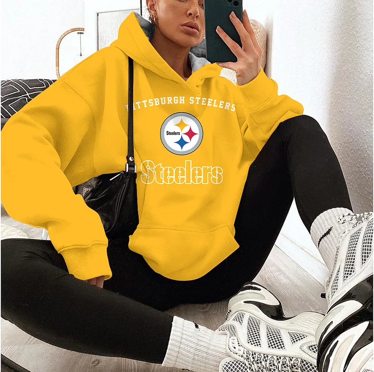 Pittsburgh Steelers Printed Hooded Pocket Pullover Hoodie