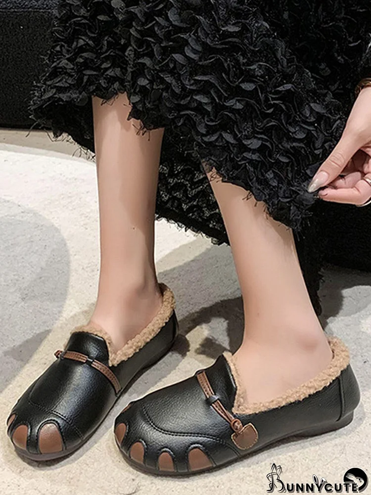 Round-Toe Shallow Cut Split-Joint Flat Shoes