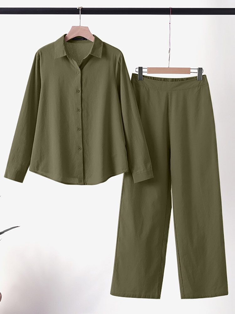 Solid Long Sleeve Straight Leg Two Pieces Suit - Life is Beautiful for You - SheChoic