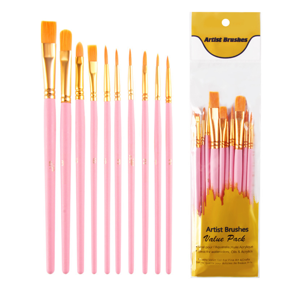 10pcs Artist Paintbrushes Professional DIY Set for Oil Watercolor