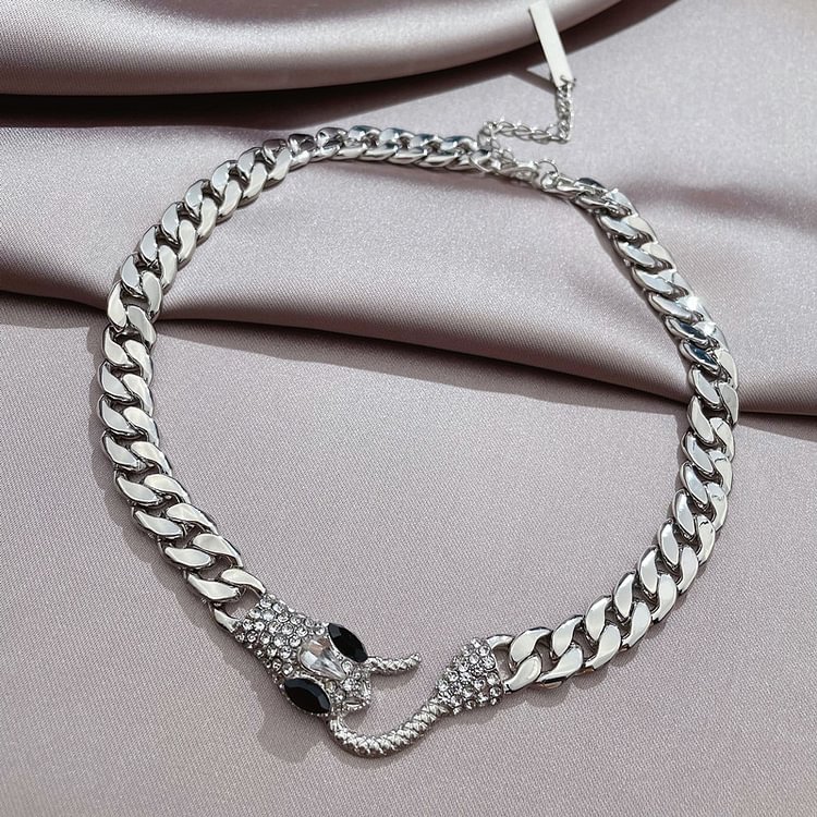 Geometric Frosty Chunky Chain Snake Necklace