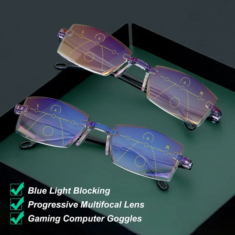 🔥Hot Sale🔥2024 New Sapphire high hardness anti-blue progressive Far And Near Dual-Use Reading Glasses