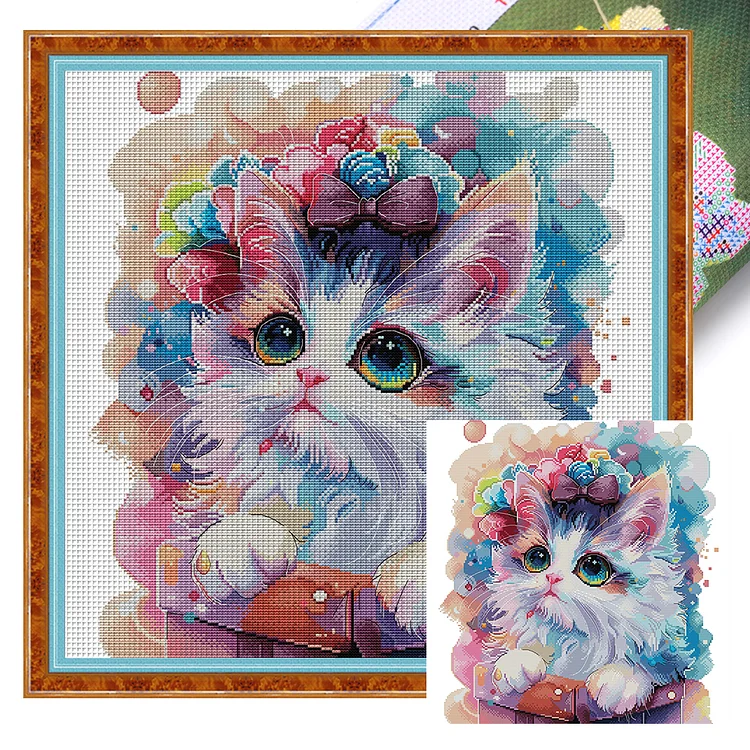 Joy Sunday-Princess Cat (47*47cm) 14CT Stamped Cross Stitch gbfke