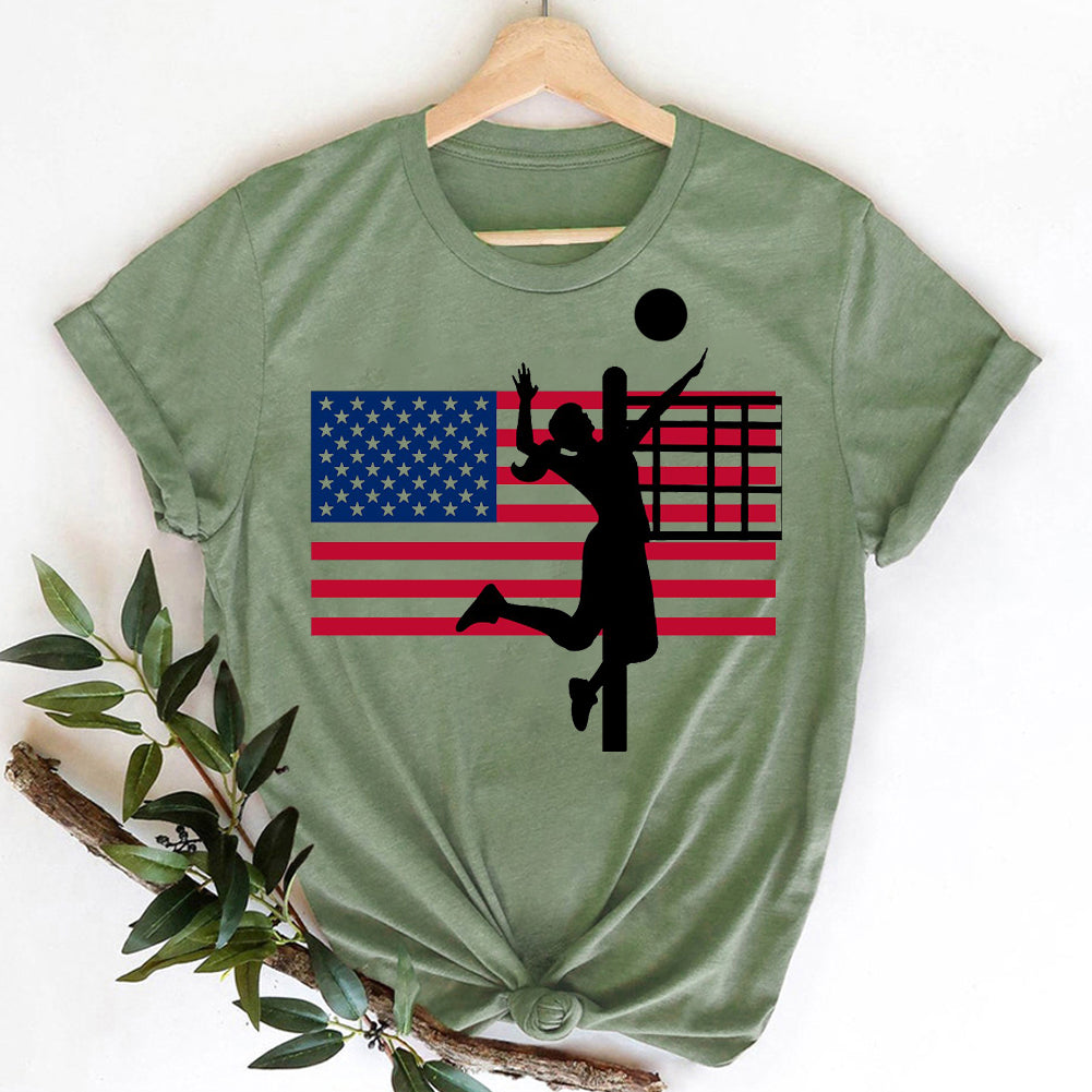 American Flag Volleyball T-Shirt-07549-Guru-buzz