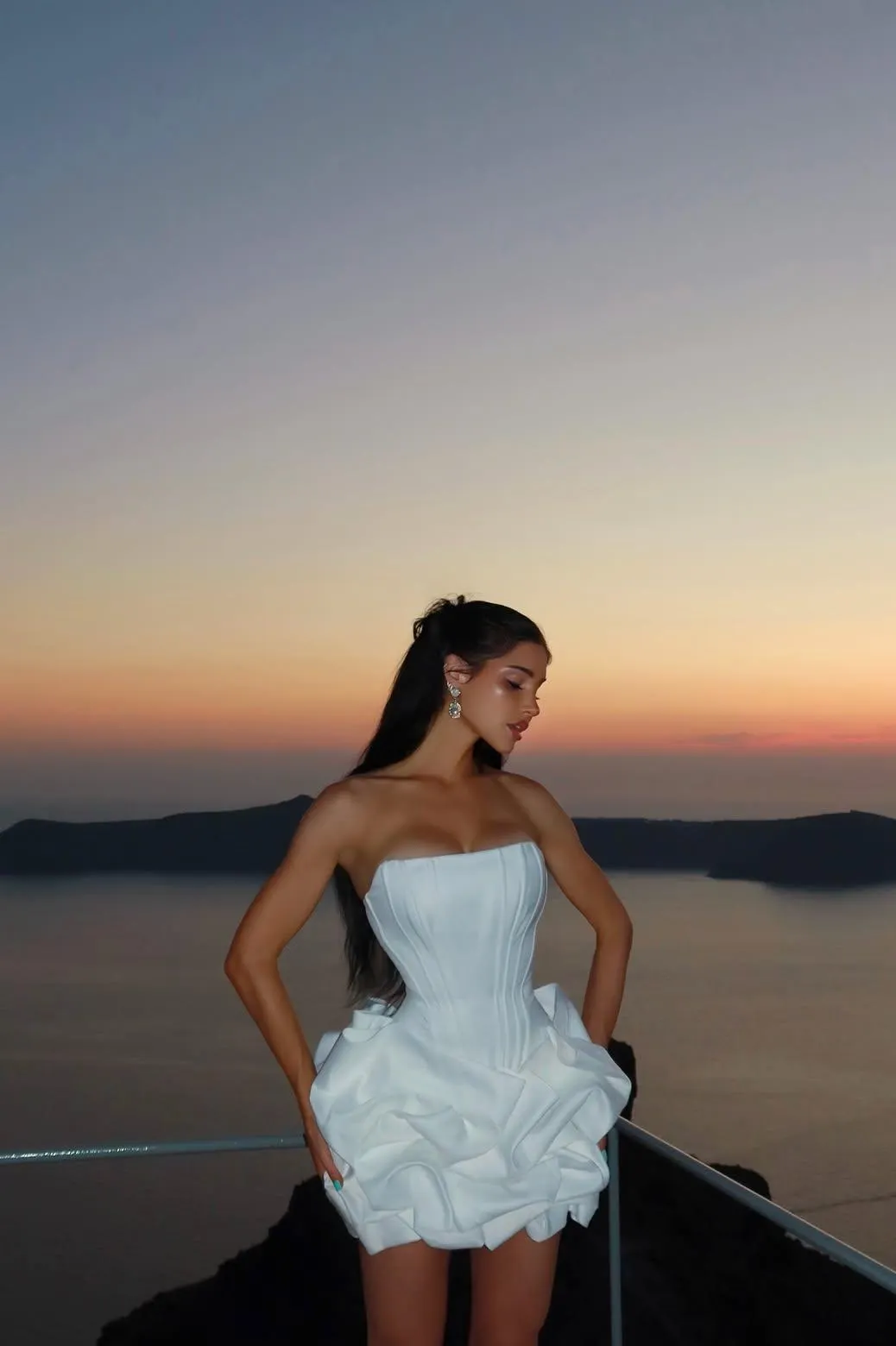 Exquisite Crisp White Satin Strapless Sleeveless High-Waisted Short Pleated A Line Homecoming Dress | PM0149 Wellcucu