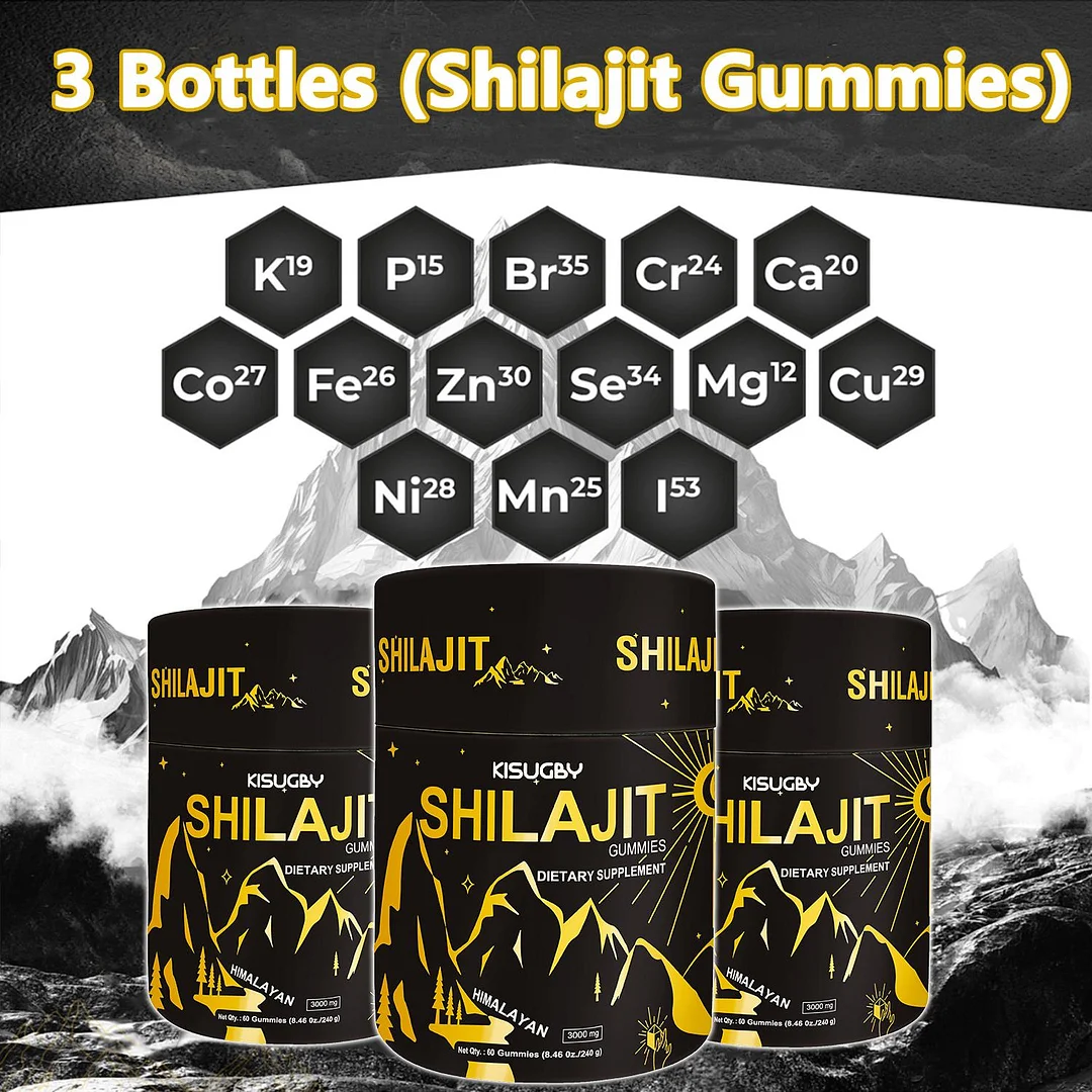 KISUGBY  Shilajit Gummies I Lab Tested I No Added Sugar I Ashwagandha, Gokshura| Fulvic Acid & 85+ Trace Minerals I for Men, Women I 100% Natural I 60 Gummy