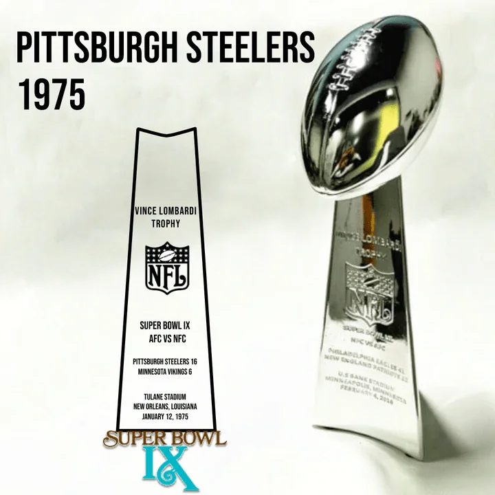 [NFL]1975 Vince Lombardi Trophy, Super Bowl 9, IX Pittsburgh Steelers