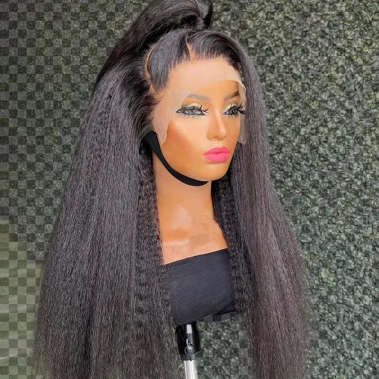 Pre-Made Clearn Hairline| Kinky Straight Swiss HD Lace/Diamond Fake Scalp 13x6 Lace Frontal Wig