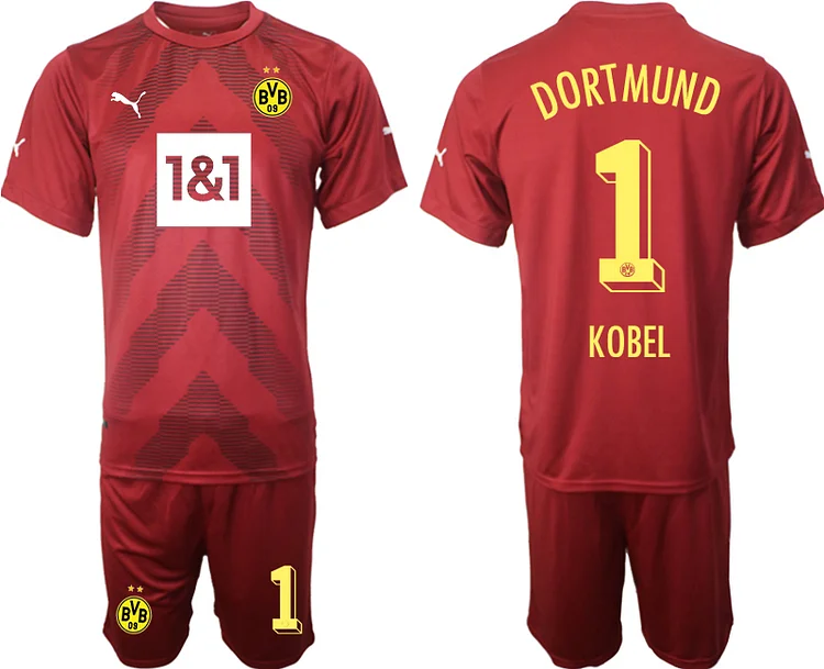 Borussia Dortmund Gregor Kobel 1 Goalkeeper Shirt Top Kit 2022-2023 - Wine red