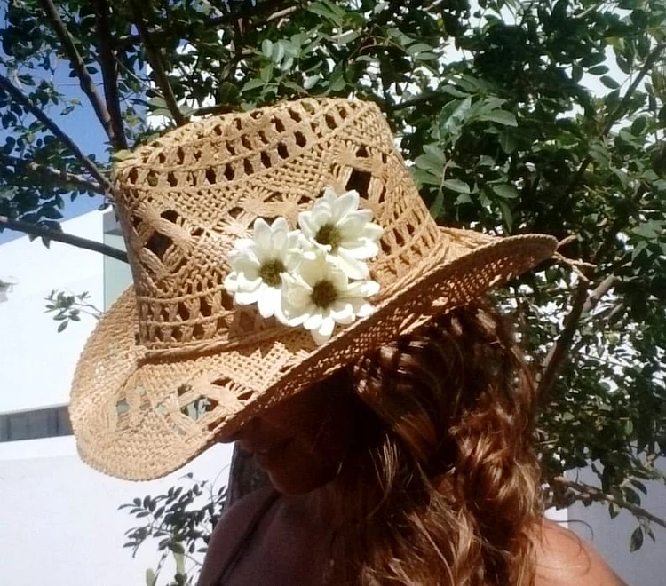 Flower cowgirl hats, cowboy hat for women, personalized hats, bachelorette party hat