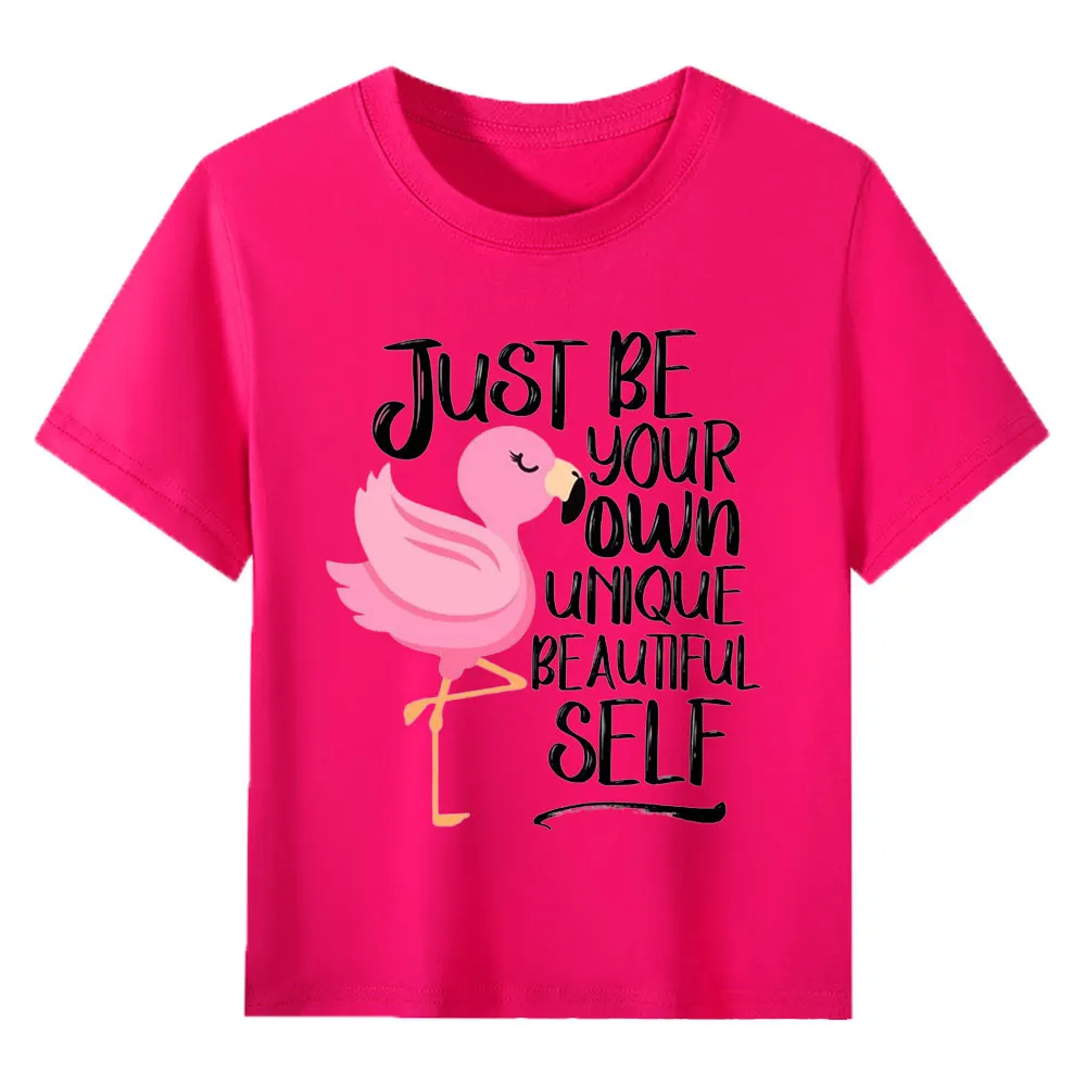 【2Y-13Y】Just Be Your Own Unique Beautiful Self Flamingo Graphic T-Shirt For Kids