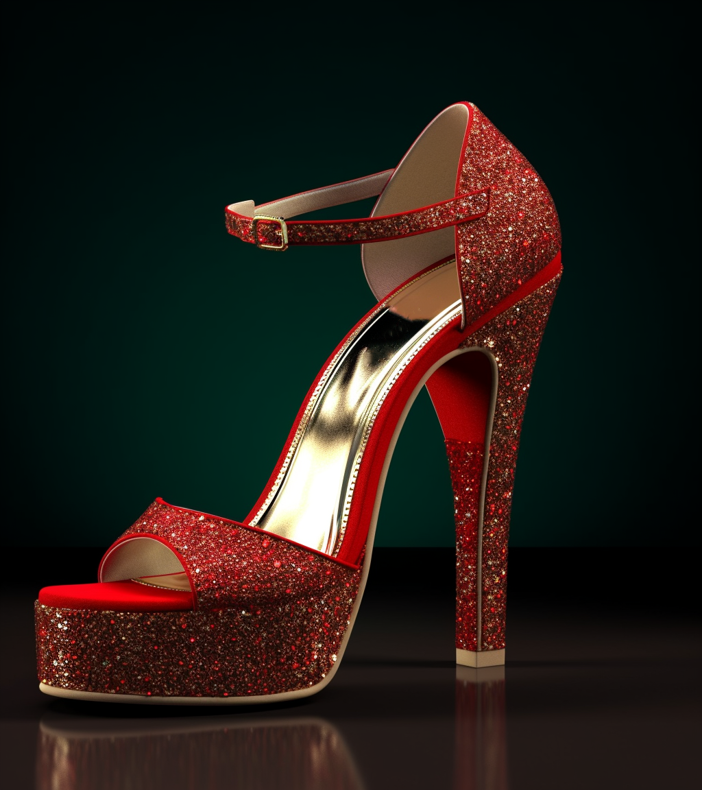 Glitter Red Opened Toe Ankle Strappy Platform Sandals With