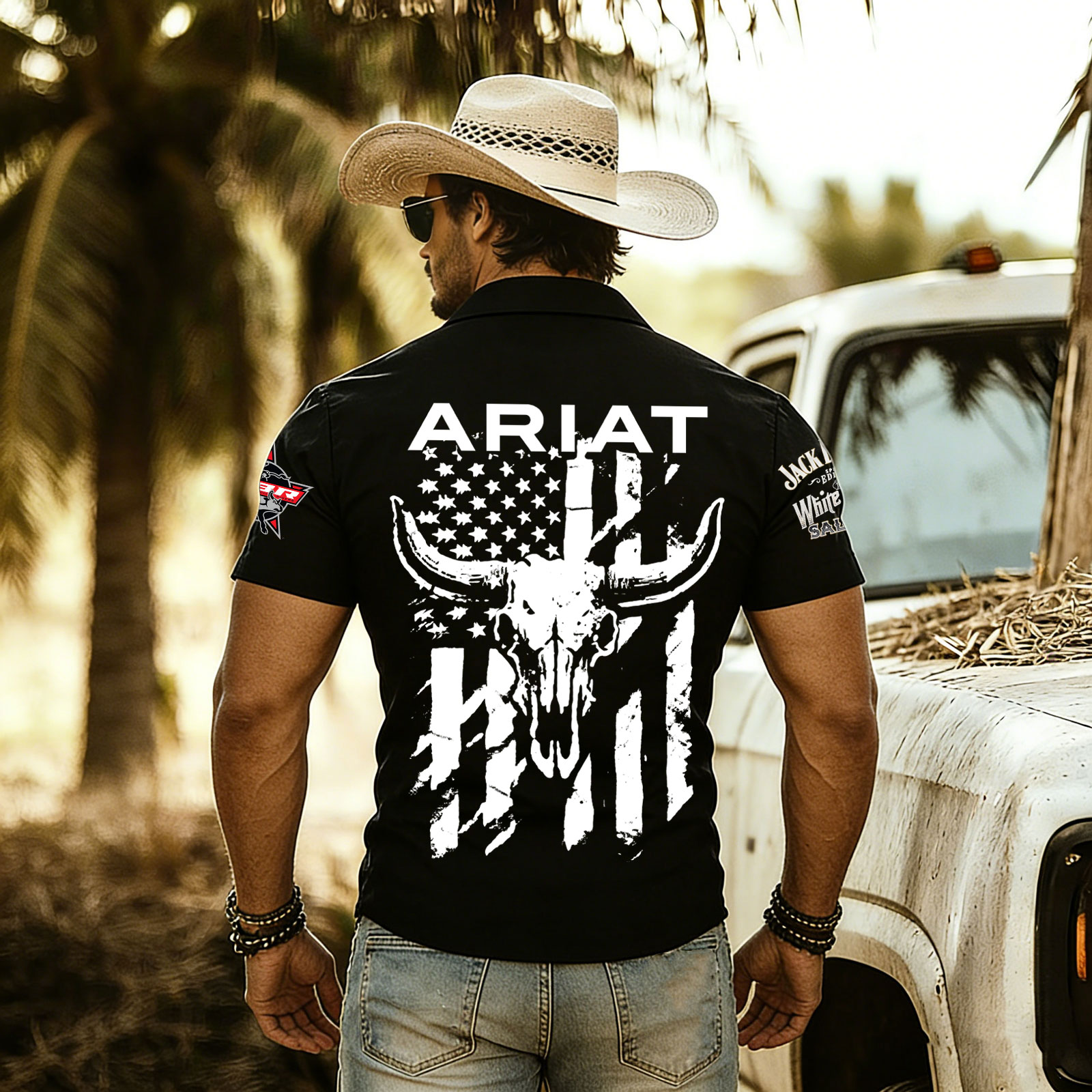 Cotton Denim Racing Short-sleeved Shirt With Detailing