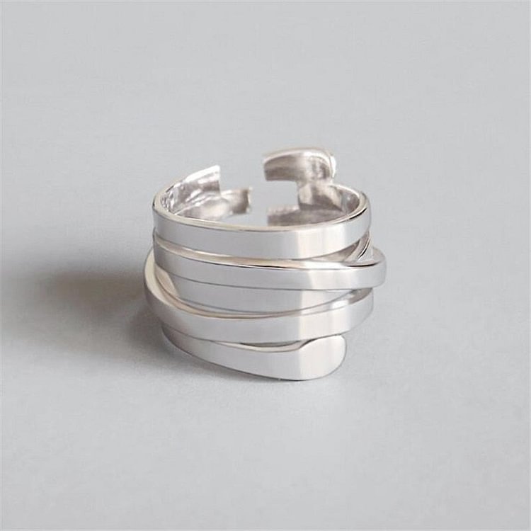 YOY-Fashion Glossy Multi-layer Winding Irregular Opening Rings