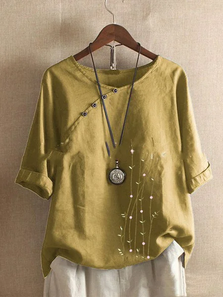 Casual 3/4 Sleeve Shirts & Tops Zaesvini