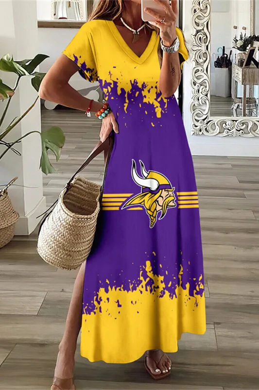Minnesota Vikings
V-Neck Sexy Side Slit Long Dress