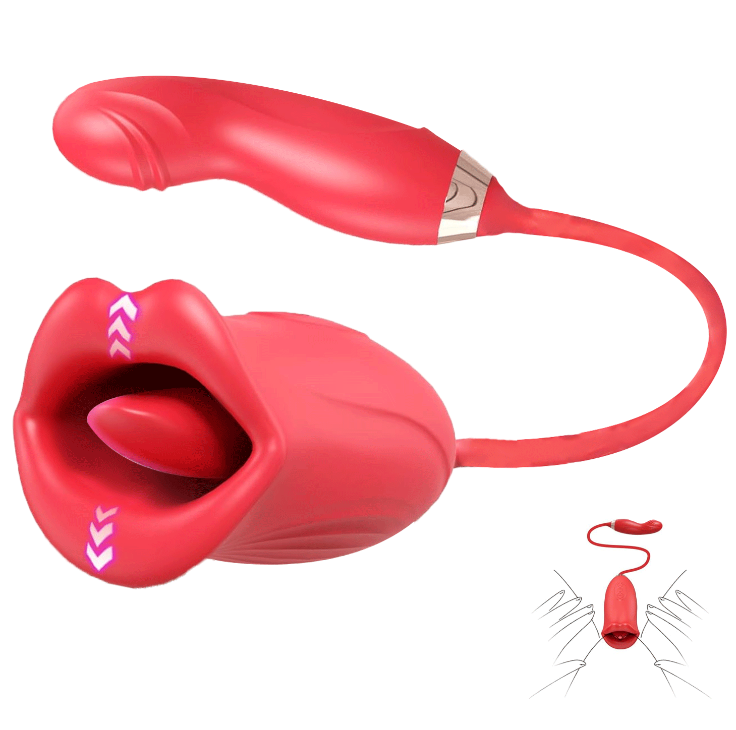 LunaRose 4-in-1 – Licking, Finger Vibration & G-Spot/Nipple Play Combo Vibrator By Rose Toy