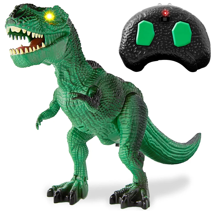 Kids Remote Control Dinosaur T-Rex w/ Light-Up LED Eyes, Roaring Sounds