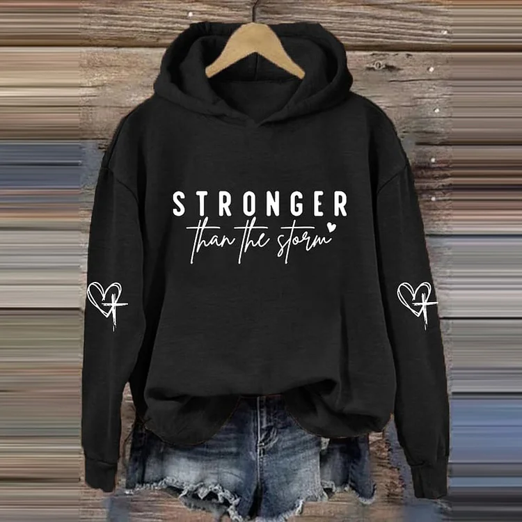 Comstylish Women's Stronger Than The Storm Printed Hoodie