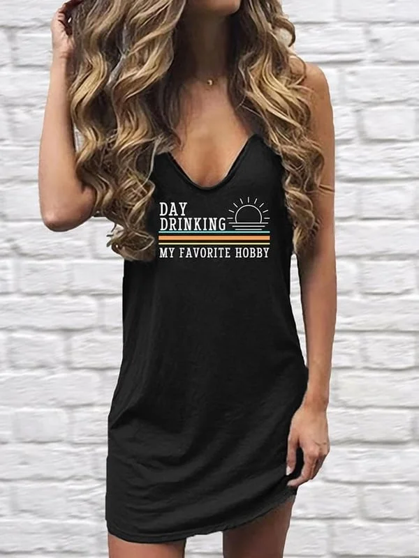 Day Drinking My Favorite Hobby Tank Top Dress socialshop