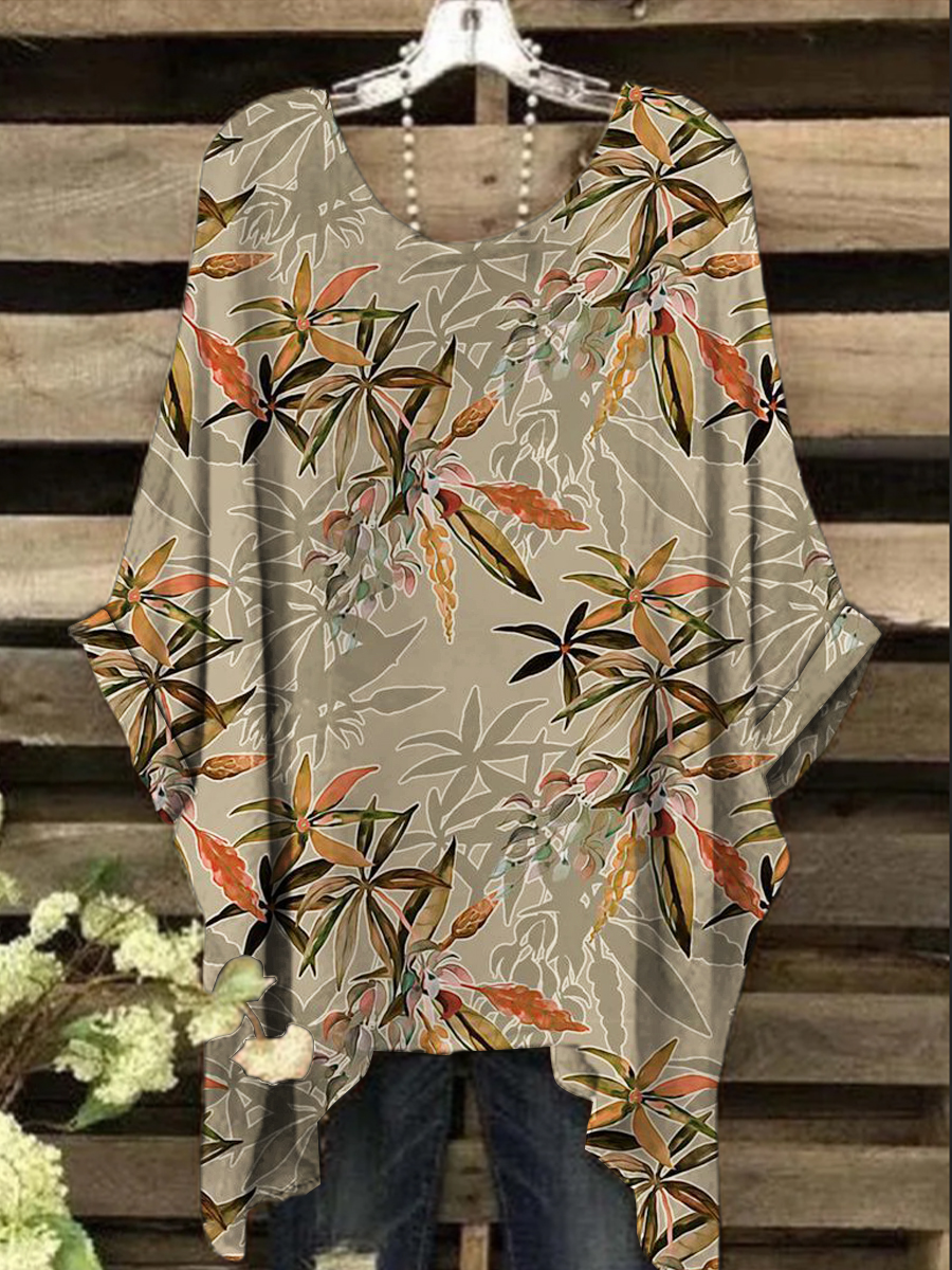 Leafy Damask Print Button-Down Top