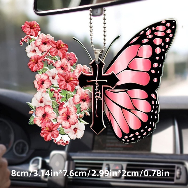 Butterfly Jesus Cross Car Pendant-BSTC1058-Guru-buzz