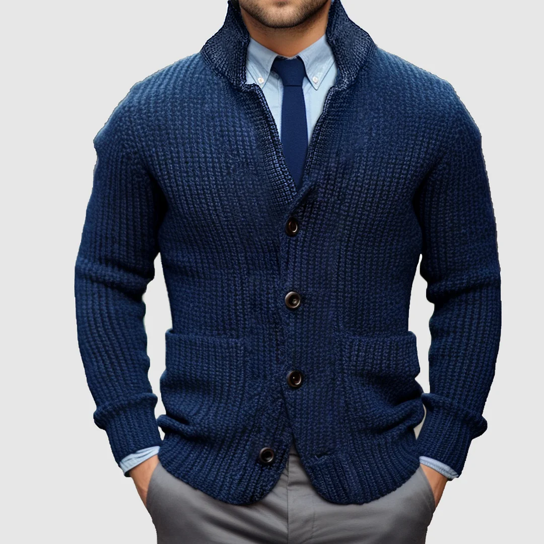 Men's Long Sleeve Stand Collar Thickened Cardigan Warm Casual Jacket