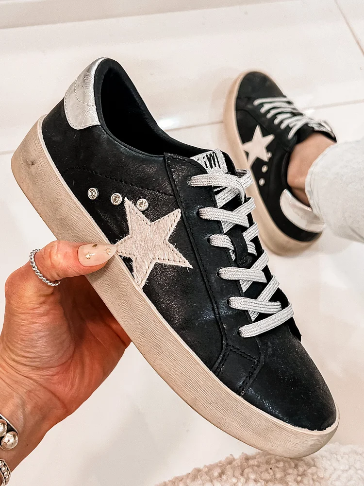 Glitter Star Sneaker, Black