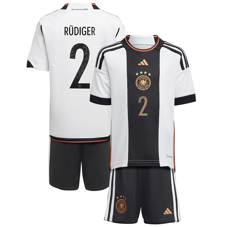 Germany Antonio Rüdiger 2 Home Shirt Kit Kids & Junior World Cup 2022