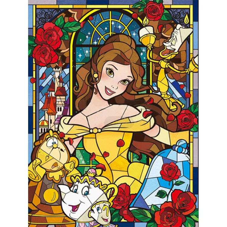【Yishu Brand】Window Flowers - Disney Princess Belle  11CT Stamped Cross Stitch 45*61CM